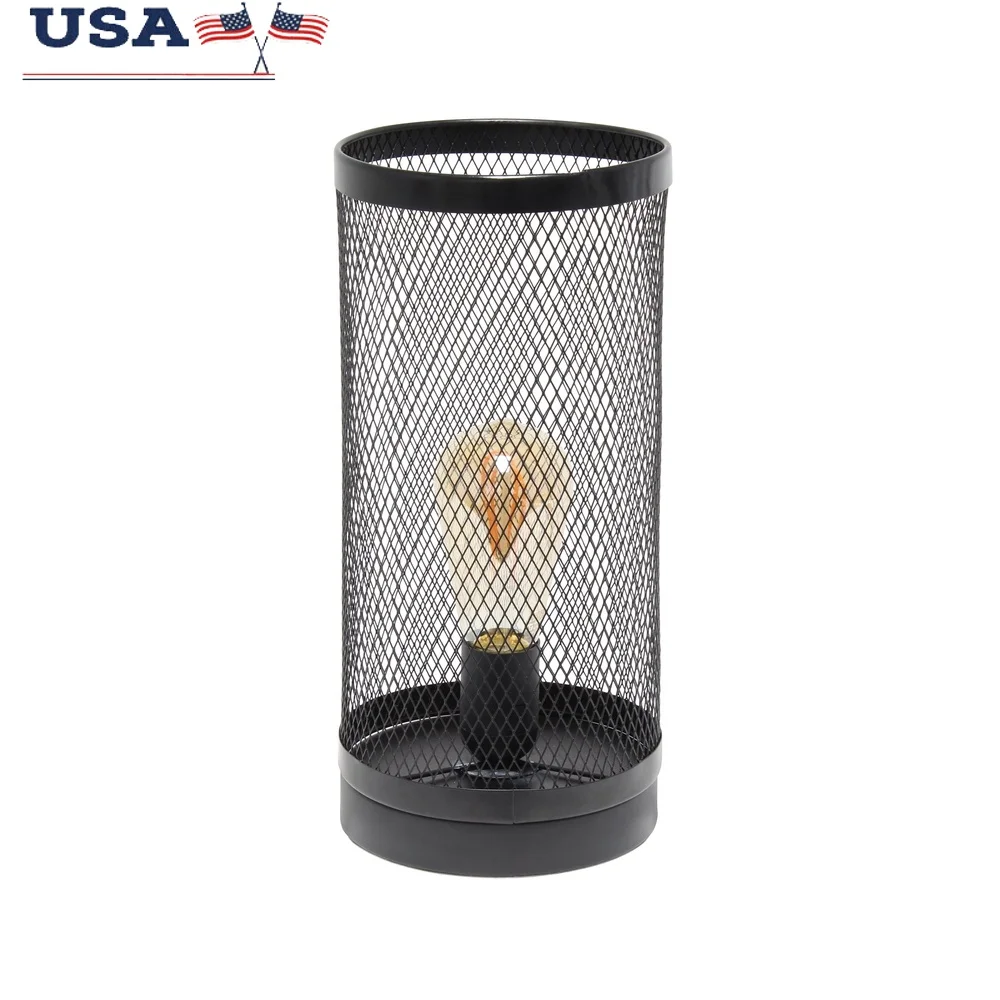 

Industrial Black Mesh Steel Table Lamp Bedroom Living Room Office Decorative Lighting with On/Off Switch 40W Bulb Required