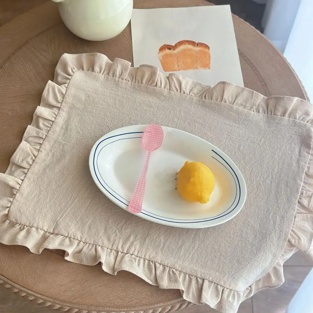 

Elegant Decoration Sophisticated Dining Decor Elegant Ruffle Placemats for Dining Table Decor Vintage Rectangle Mat for Home
