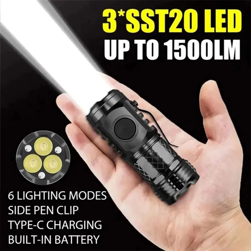 Imagem -01 - Lanterna Led Impermeável para Caminhadas e Camping Tocha Super Brilhante Luz Usb Recarregável Alta Qualidade 18350 lanterna led impermeavel para caminhadas e camping tocha super brilhante luz usb recarregavel alta qualidade 18350 01