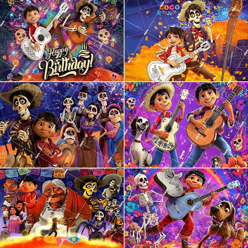 

COCO Skull Mexico Day Of The Dead Boy Healing Movie Kid Birthday Party Decor Skeleton Man Family Banner Backdrop For Kid Gift