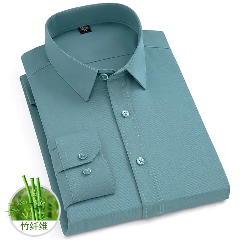 

2026 Spring New Elastic Anti-wrinkle Shirt Men Long-sleeved Shirt