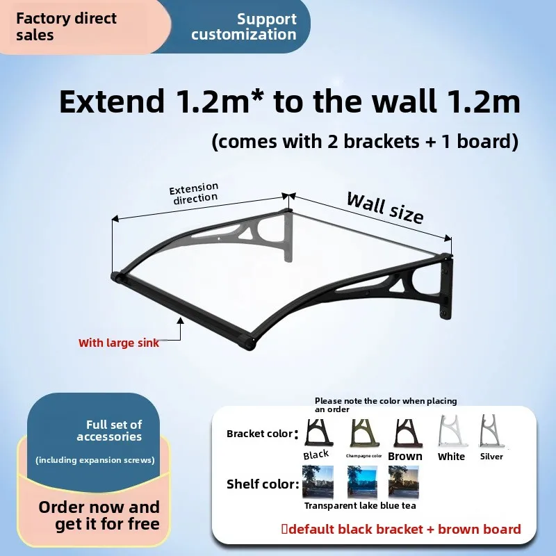 Canopy, Windows, Doors, Eaves, Balcony, Household with Sink, Villa Rainproof Sunshade, Rain Shield, Rain Cover Bracket