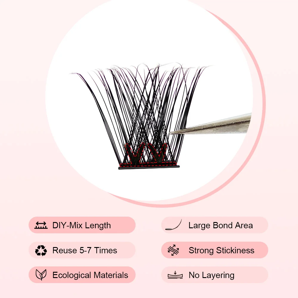Cílios auto-adesivos, cílios cluster pré-colados, auto-stick, reutilizáveis, DIY Lash Clusters, pré-bond