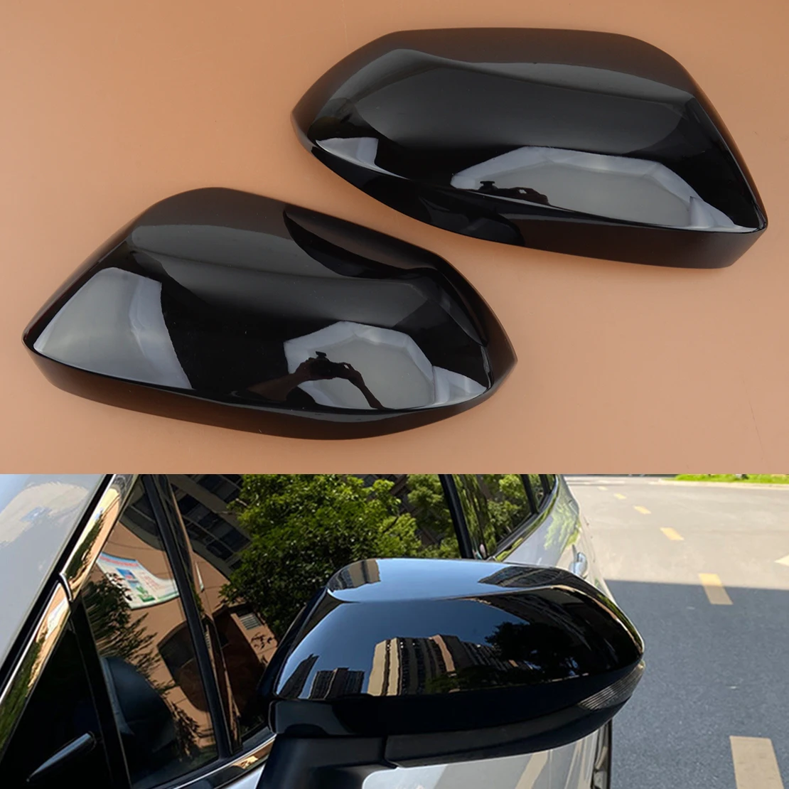 1 Pair Black ABS Car Front Left & Right Side Door Rear View Mirror Cover Trim Cap Fit for Toyota Corolla 2019 2020 2021 2022