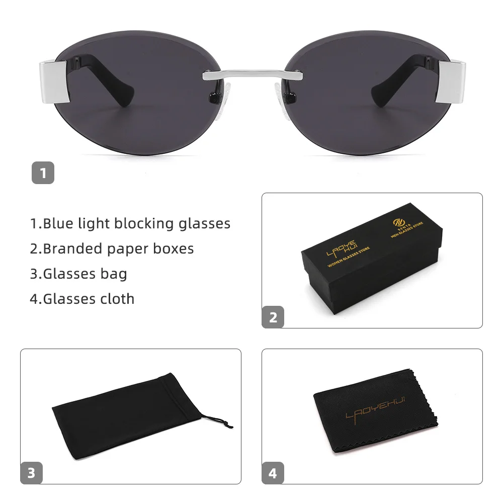 2024 New Oval Sunglasses Classic Small Summer Traveling Rimless Shades Brand Designer UV400 Frameless Sun Glasses Male Female  ﻿ image 6