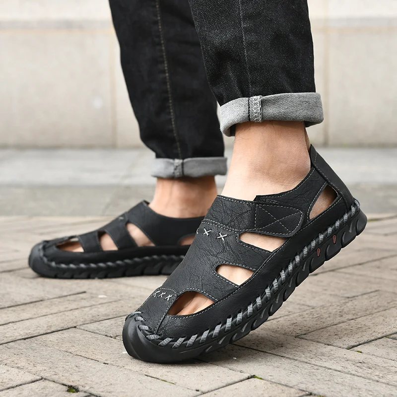 

2025 New Large Size Designer Sandals Hand Sewn Low Top Breathable Leather and Casual Hundreds Sandals