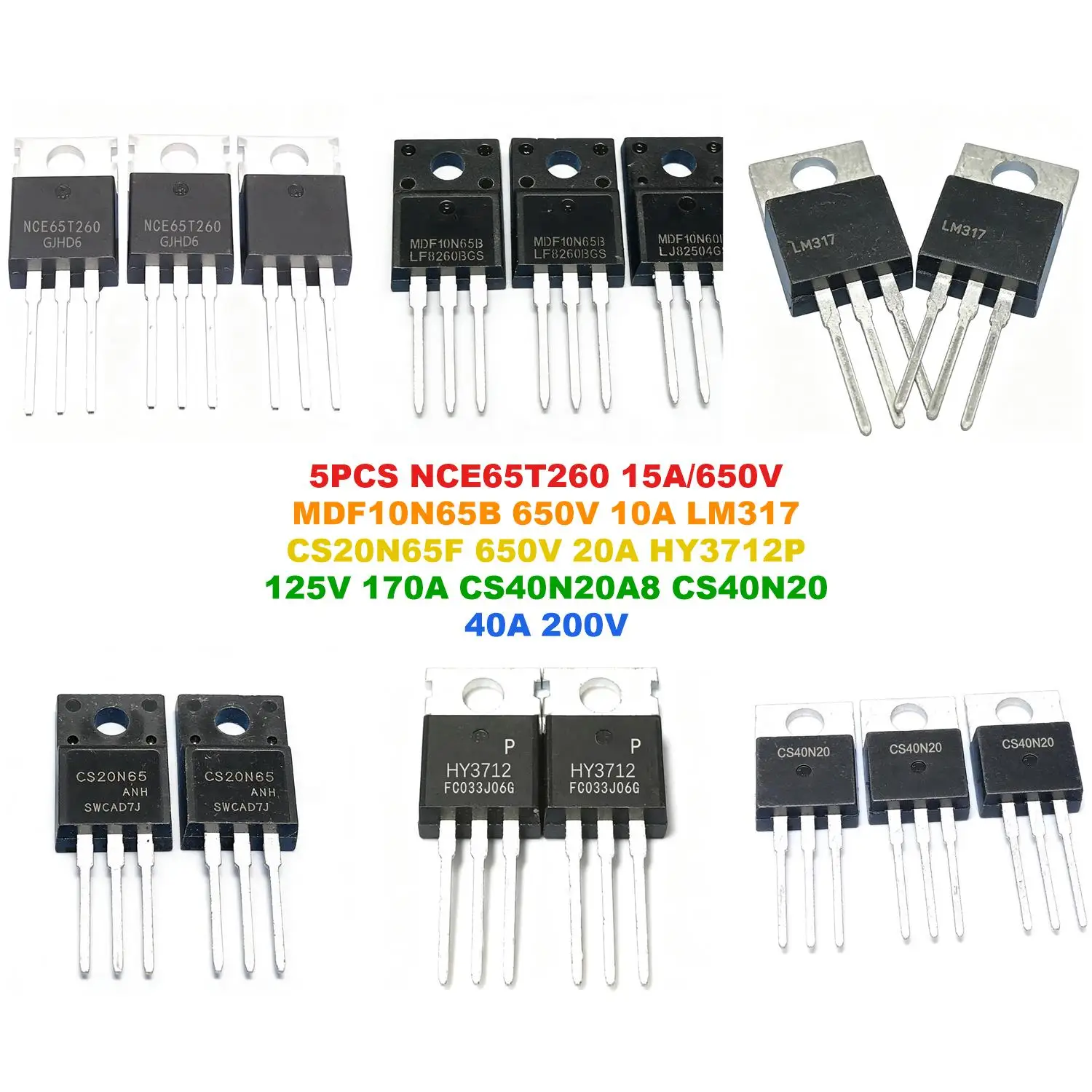 NCE65T260 15A/650V MDF10N65B 650V 10A LM317 CS20N65F 650V 20A HY3712P 125V 170A CS40N20A8 CS40N20 40A 200V