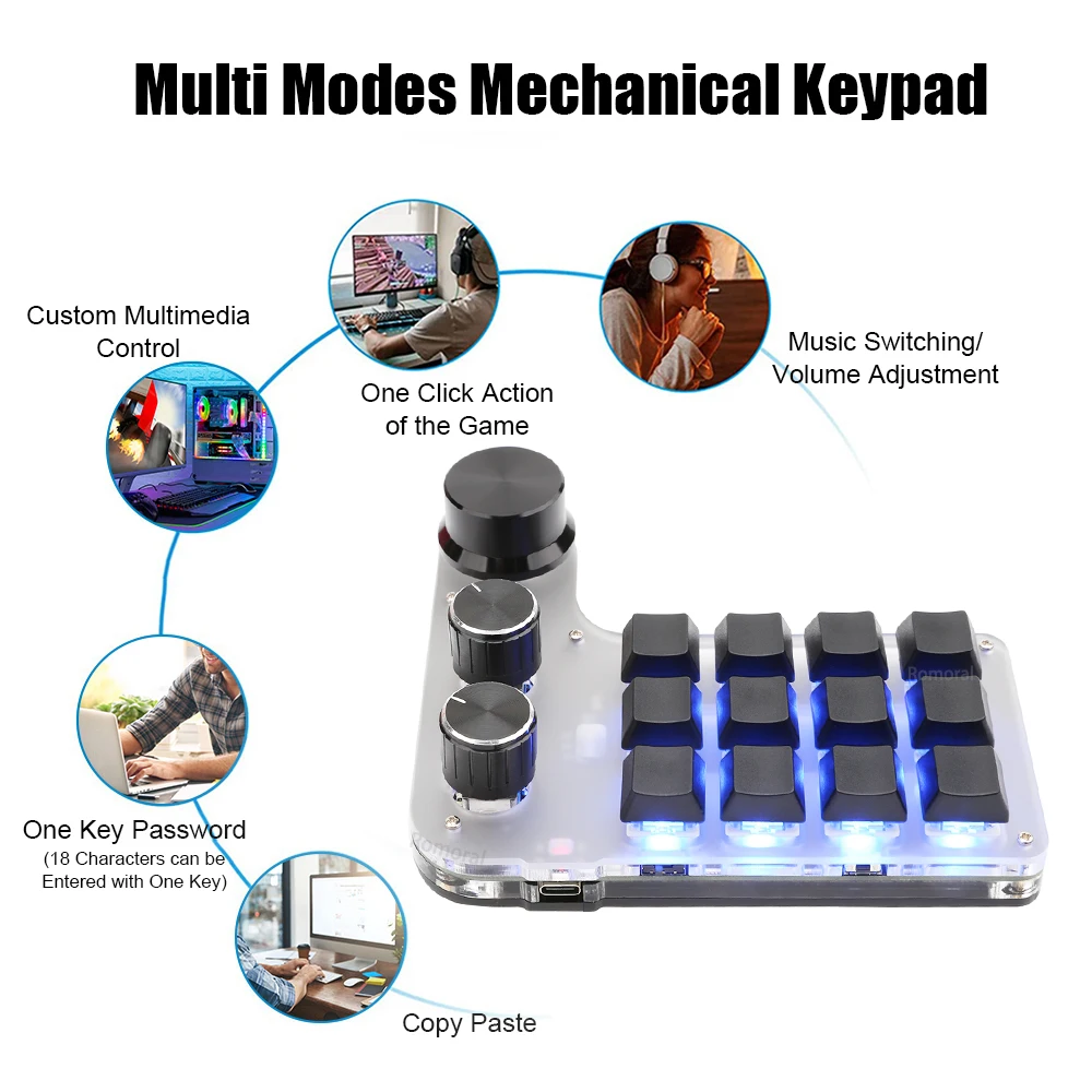 Programmable Keyboard Custom Knob Keyboard 6/9/12/15 KeyS Copy Paste DIY Keyboard Gaming Hotswappable Mechanical Keyboard