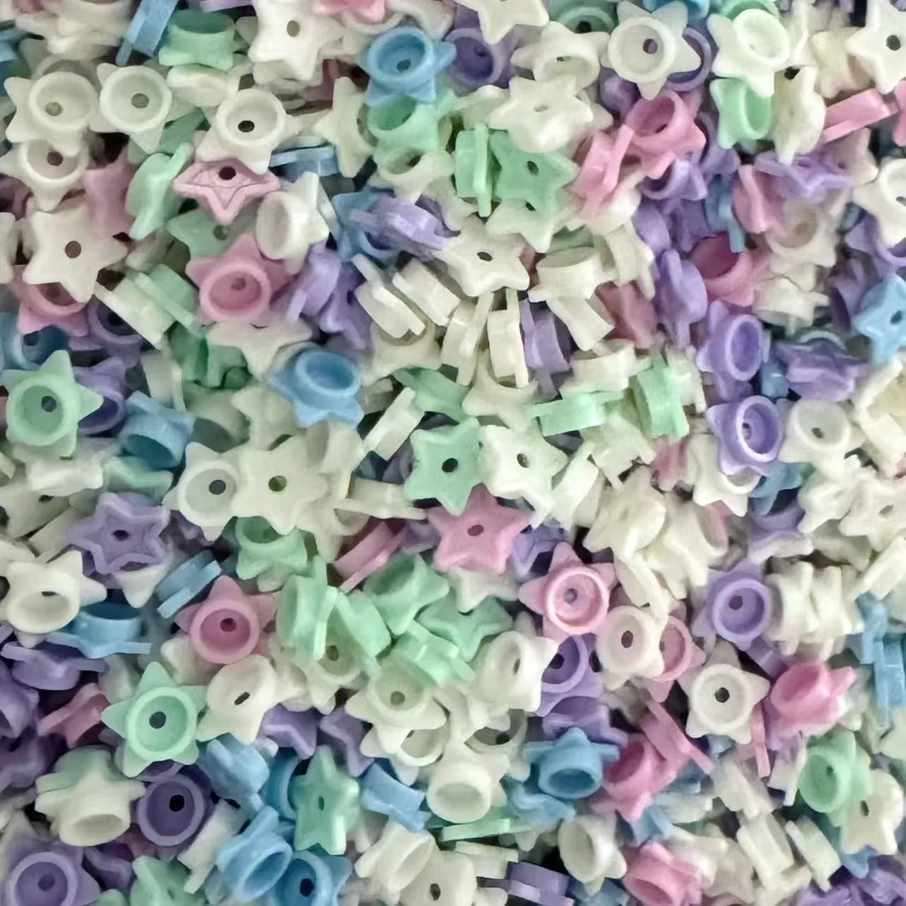 Hole Pentagram Star Building Blocks,Mini Filler Particles for Squeeze Crunch Ball,Slime,Multicolor DIY Scene Craft Accessories