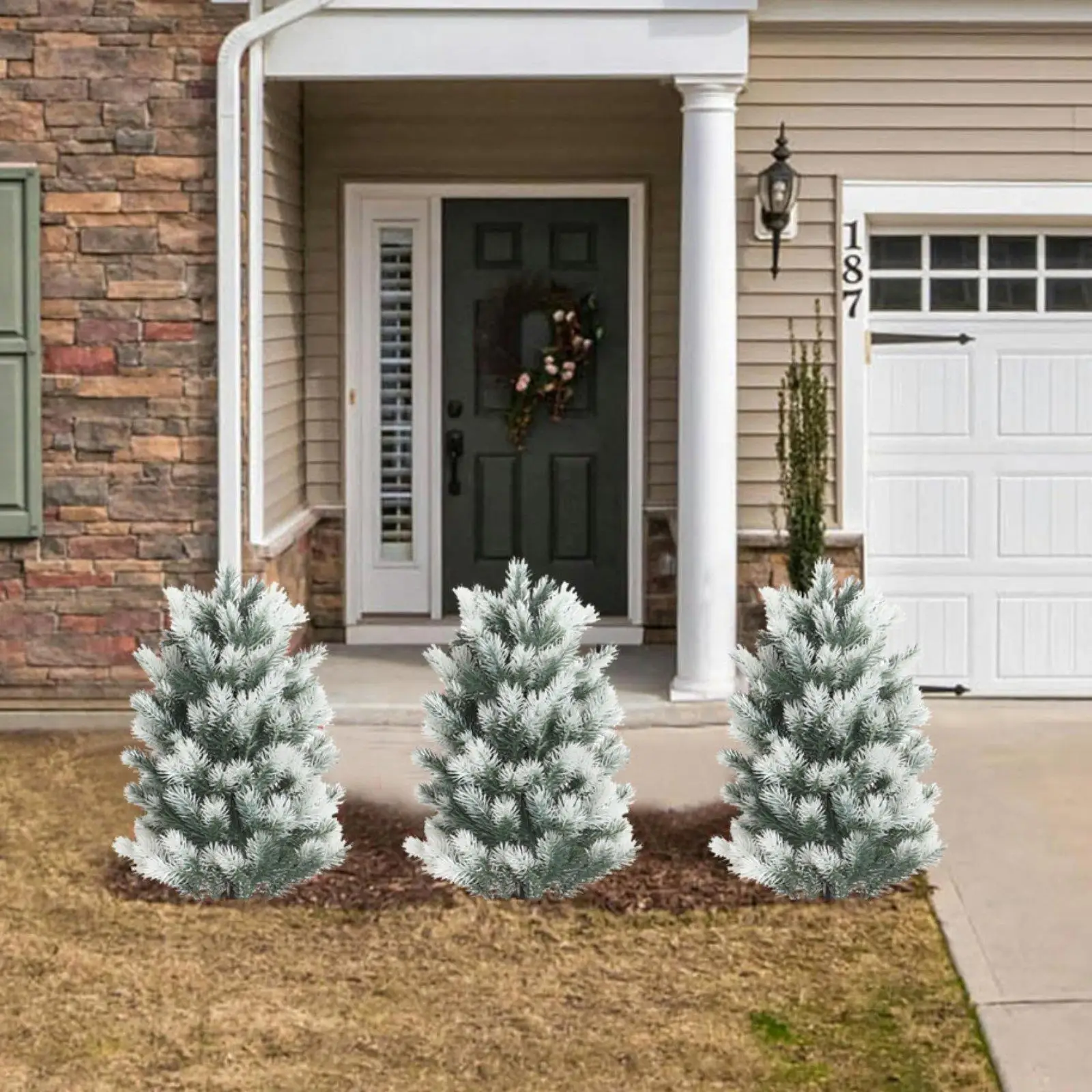Artificial Pine Plant Lifelike Simulation Green Plant Stake Christmas Decoration for Wedding Yard Outside Lawn Party Centerpiece