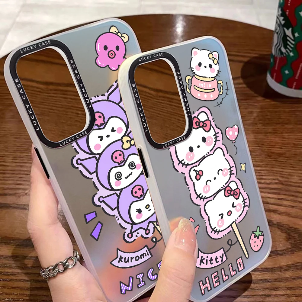 

Kuromi Cinnamoroll Pachacco Hello Kitty Phone Case for OPPO Realme 9 i 10 11 Pro C12 C15 C20 C31 C33 C35 5G Matte Aurora Laser