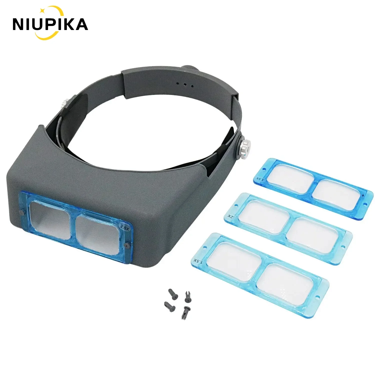 NIUPIKA Head-Mounted Magnifying Glass Reading Electronic Clock Repair Micro-Engraving Jewelry Making Tools 4 Lenses