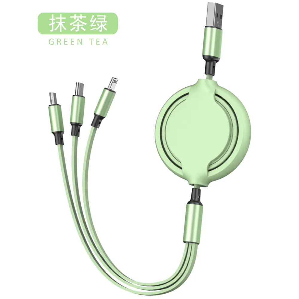 3-in-1 Retractable Data USB Cable for IPhone Charger Fast Wire Charging Cable for Android Phones, C-type Xiaomi Huawei Samsung