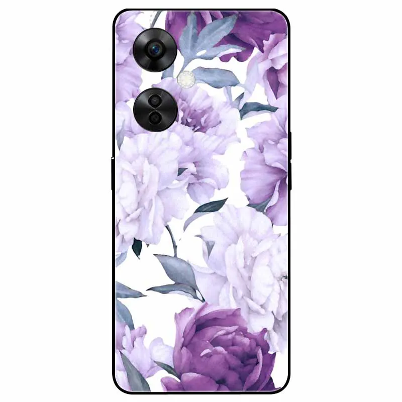 For OnePlus Nord CE 3 Lite 5G Cases Soft Silicone Marble Flower Black Phone Cover for OnePlus Nord CE3 Oneplus Nord 3 Funda Capa