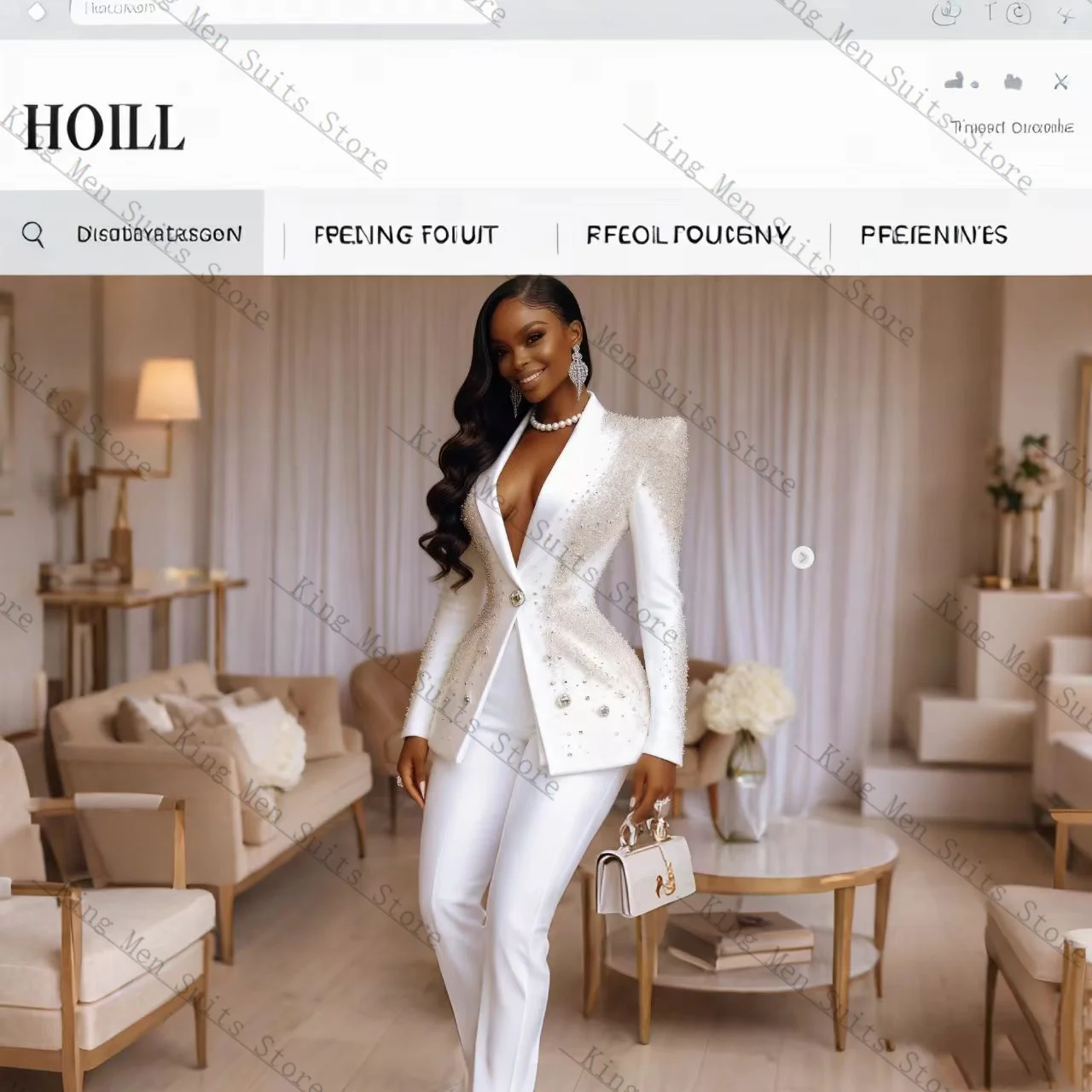 

Burgundy Women Suit Set 2 Pcs Blazer+Wide Leg Loose Pants Trousers 3D Flower Customized Formal Guest Wedding Tuxedos Coat Jacket