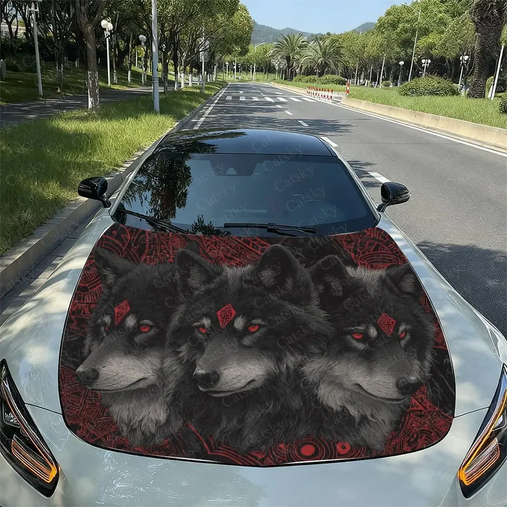 Mysterious Conforms To The Wolf Pack Car Hood Stickers, Suitable For SUV And Truck Covers - Waterproof And Durable Vinyl Sticker