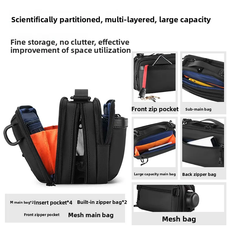 حقيبة صدر كروس عصرية للرجال، حقيبة كتف صغيرة الحجم مقاومة للماء، حقيبة كتف ذات سعة كبيرة، حقيبة سفر عصرية حضرية #2