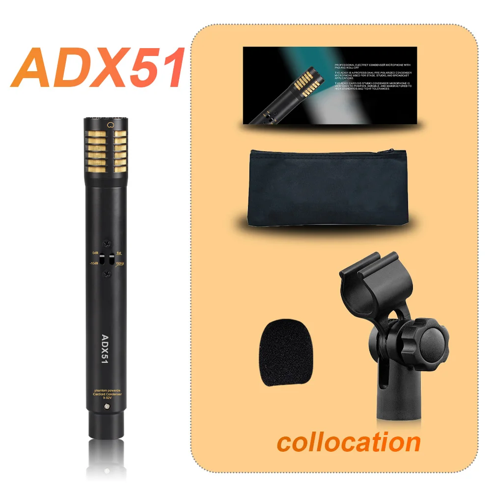 Metal High quality D6 D4 D2 i5/Tom Snare Drum Microphone Cardioid Mic For Drum Instrument Music Pick Up，ADX-51 Condenser Mic
