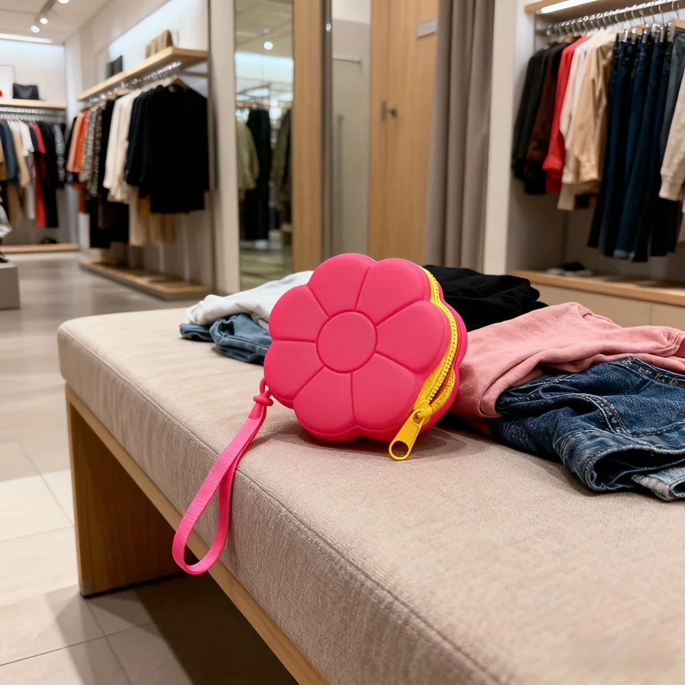 

Mini cute flower zipper coin purse, storage bag, handheld coin and earphone bag, Christmas holiday gift storage bag