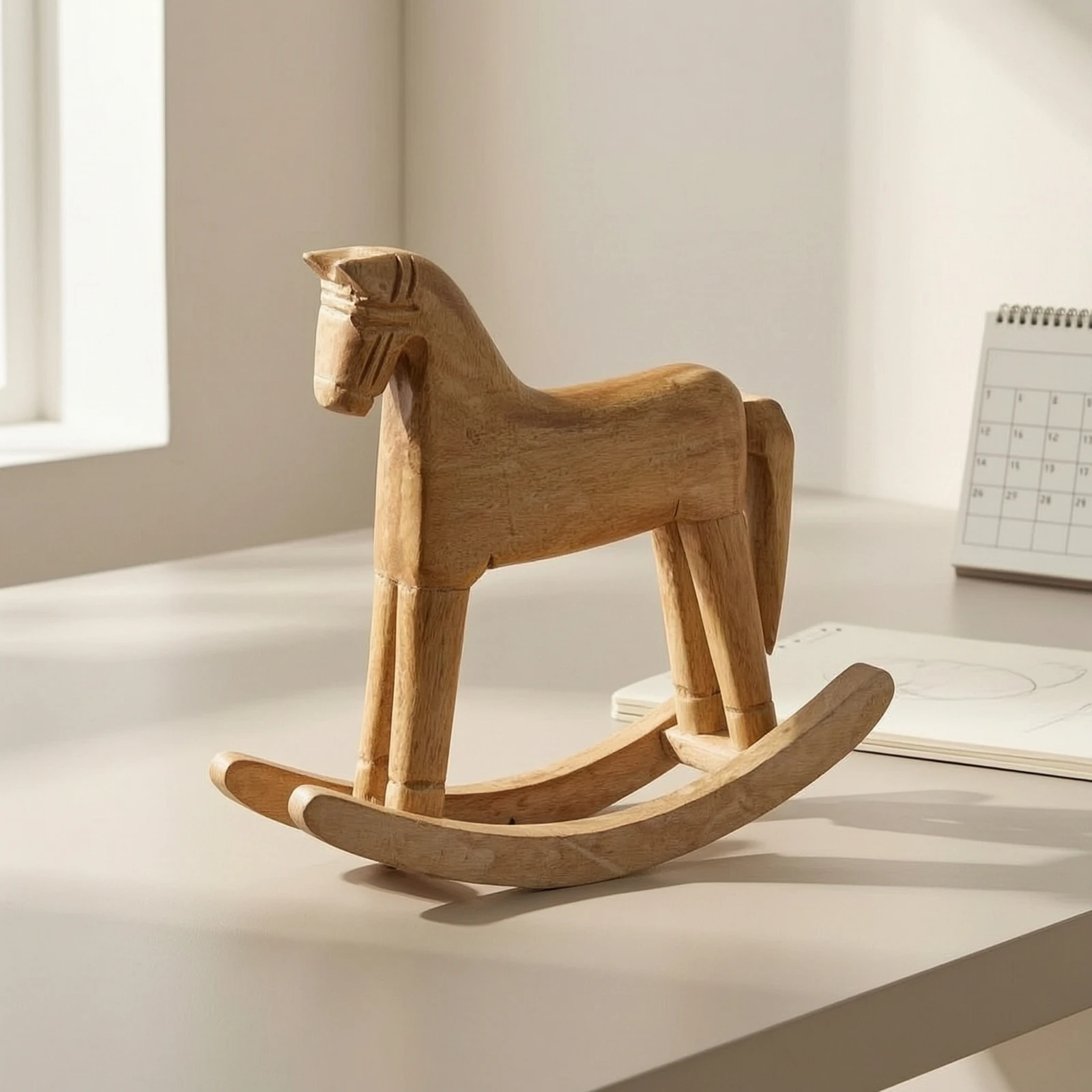 Wooden Rocking Horse Decorative Rocking Horse Figurine Ornament Artisanal Decoration Rustic for Collectors, Tabletop, Shelf
