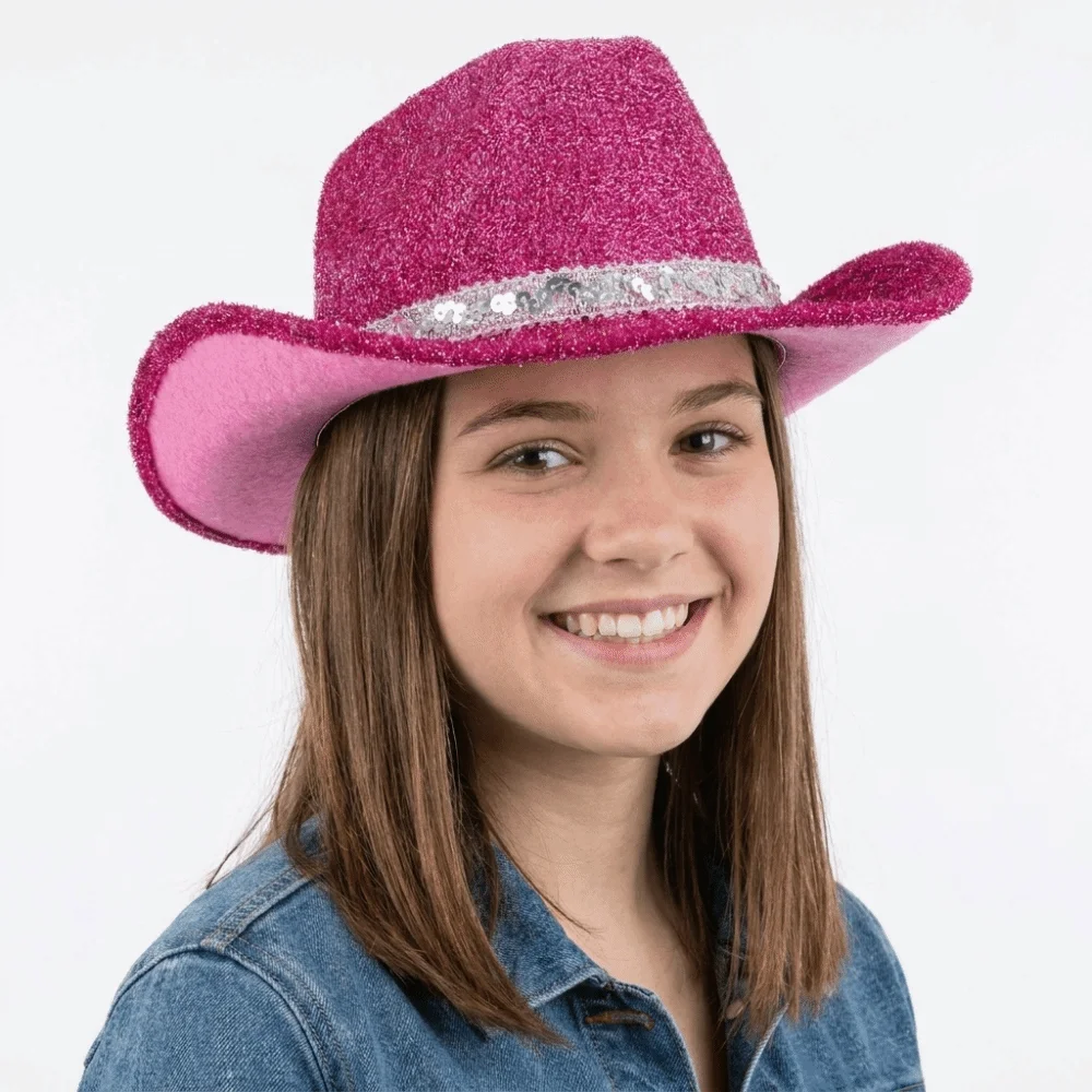 Cool Sequin Bowler Hat Shimmering Adjustable Western Cowboy Hat Fedoras Hat Glitter Cowgirl Hat Prom