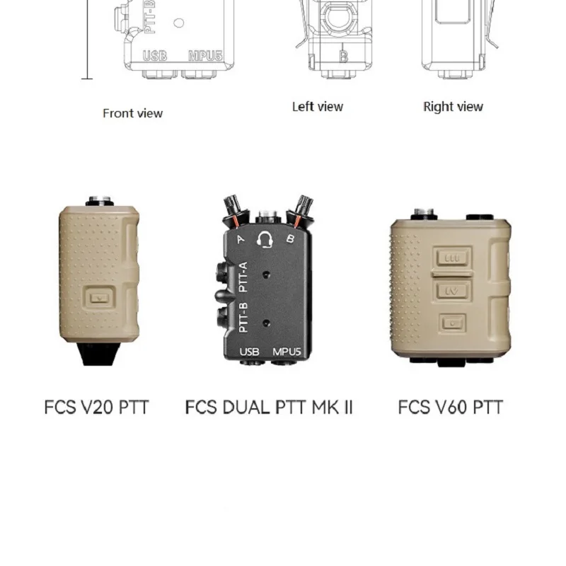 سماعات أذن تكتيكية ذات تمرير مزدوج PTT إصدار معدني مكرر MPU5
