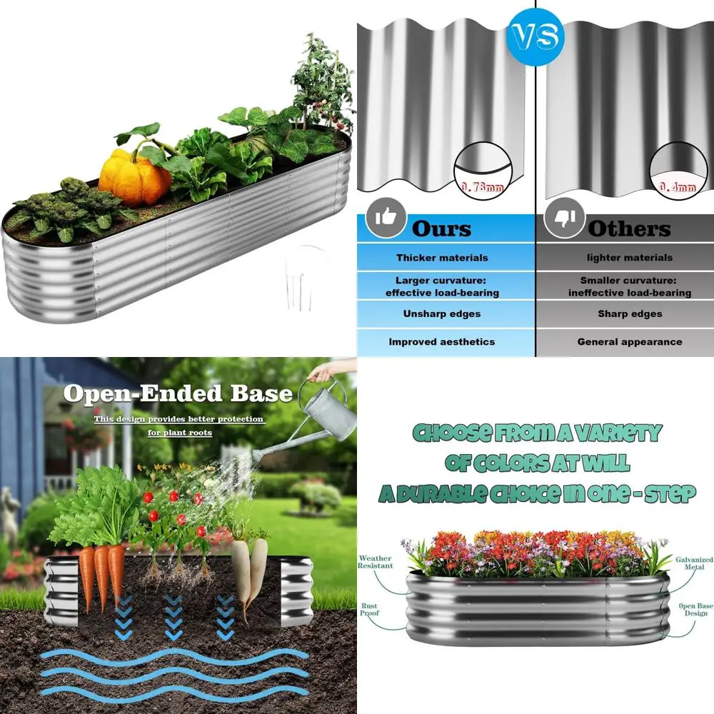 

Круглая оцинкованная металлическая грядка для сада - 8 футов x 2 фута x 1 фут для выращивания овощей и растений на открытом воздухе