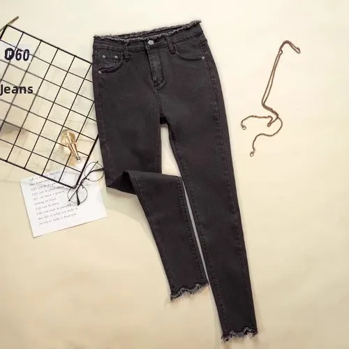 High Waist Slimming Denim Jeans Women plus Size Fleece  Small Foot Pants Spring New Style Cotton Stretch Denim Skinnies