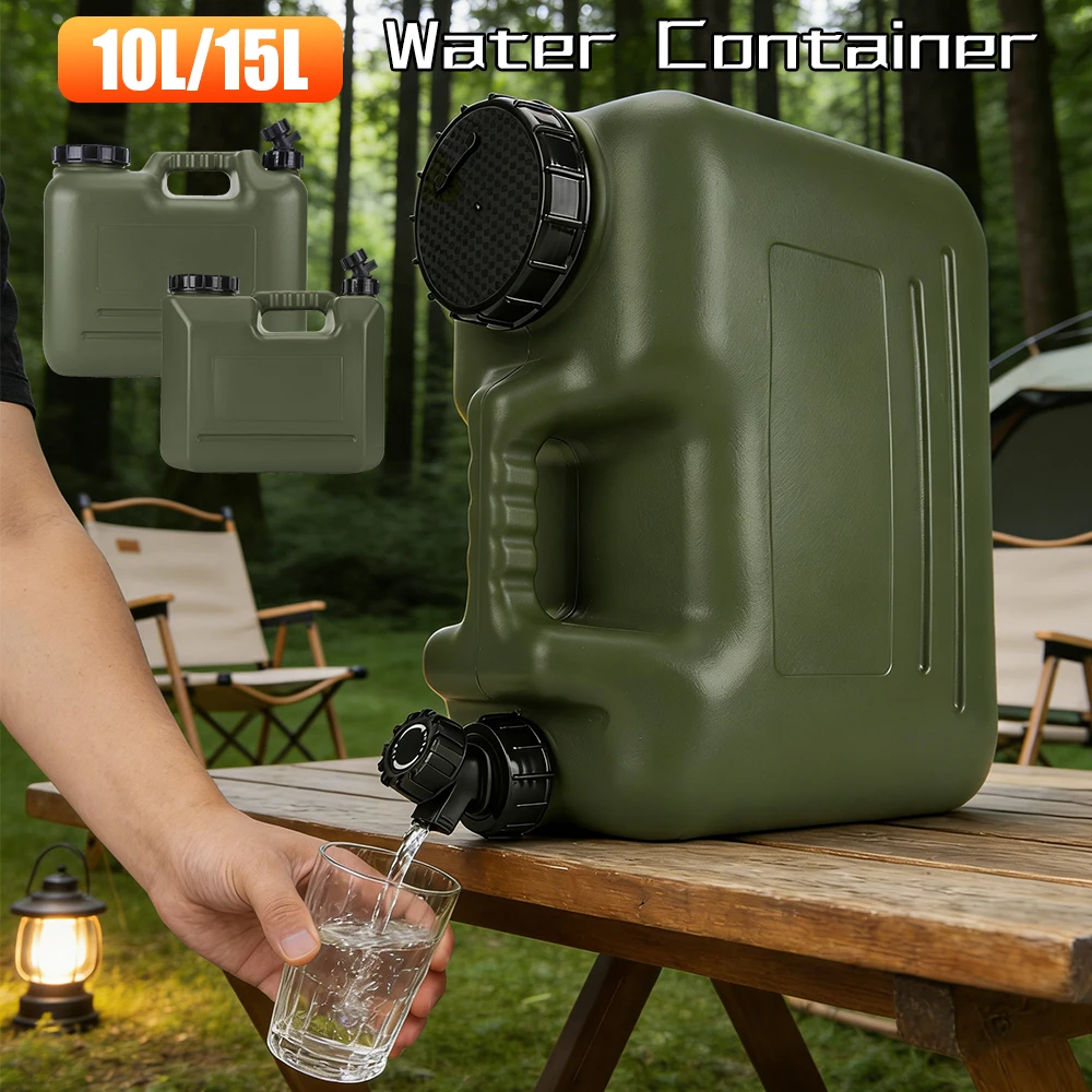 10L/15L Portable Water Jug W/ Wide Filler Opening Emergency Water Storage Tank for Hiking Picnic Vehicle Outdoor Hurricane