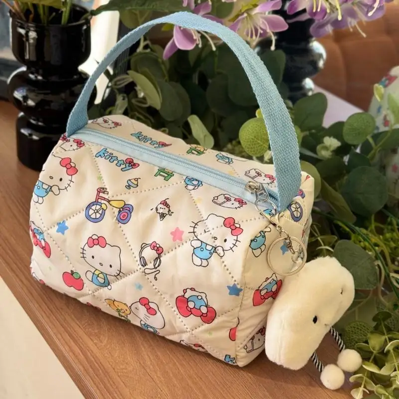 

Hello Kitty большая вместительная косметичка для хранения, милая грязеотталкивающая сумка, высокий внешний вид, кавайный подарок на день рождения, синяя водонепроницаемая