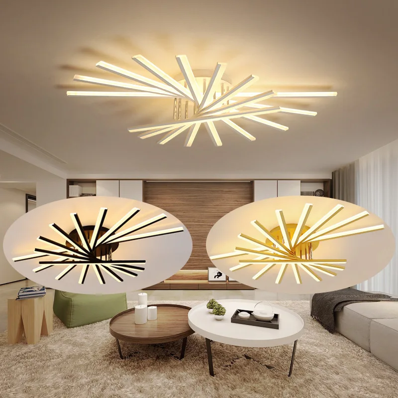 Modern LED Ceiling Lamp Home Dining Living Room Bedroom Decoration Long Head Acrylic Strip Light Kitchen Chandelier Fixtures