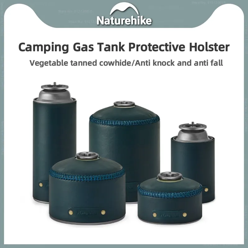 NaturehikeOutdoor Vintage Cowhide Gas Tank Set Drop And Bump Proof Portable Camping Picnic Barbecue Gas Tank Protection Sleeve