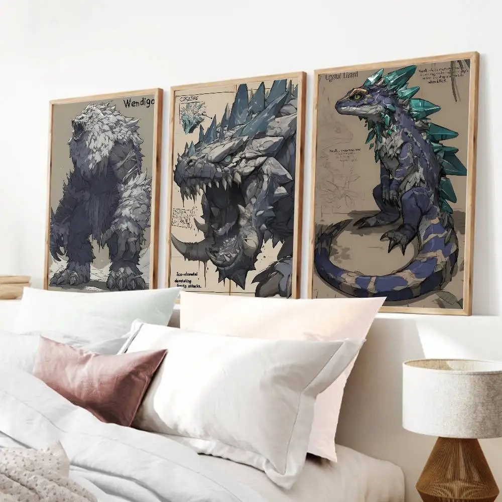 Retro Medieval Magic World Animal History Poster Self-adhesive Art Waterproof Paper Sticker Coffee House Bar Room Wall Decor
