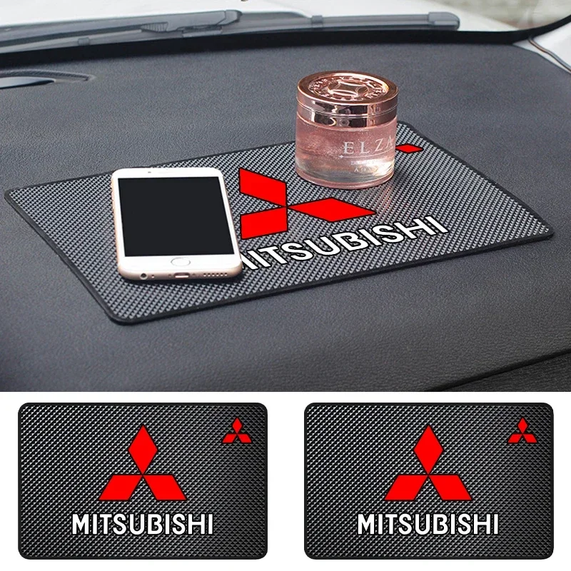 Car Dashboard Sticky Anti-Slip PVC Mat For Mitsubishi ASX Lancer Pajero Outlander Emblem Eclipse Colt Delica Auto Accessories