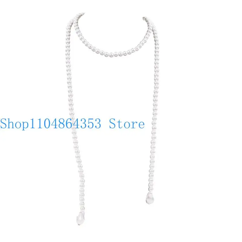 652F Lightweight Multi Strand Fake Pearls Necklace Adjustable Closure Perfect For Gift