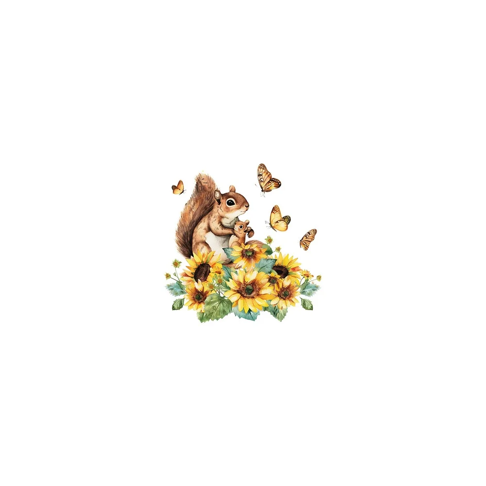 Bathroom Toilet Wall Sticker Sunflower Squirrel PVC 30x30cm Waterproof Decor for Tile Glass Easy Application Decal