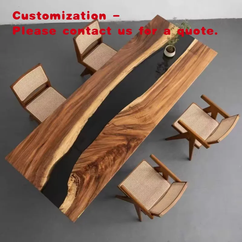 

Обеденный стол из массива ореха с эпоксидной смолой для кафе, ресторана, кухни, прямые поставки с фабрики, класса люкс