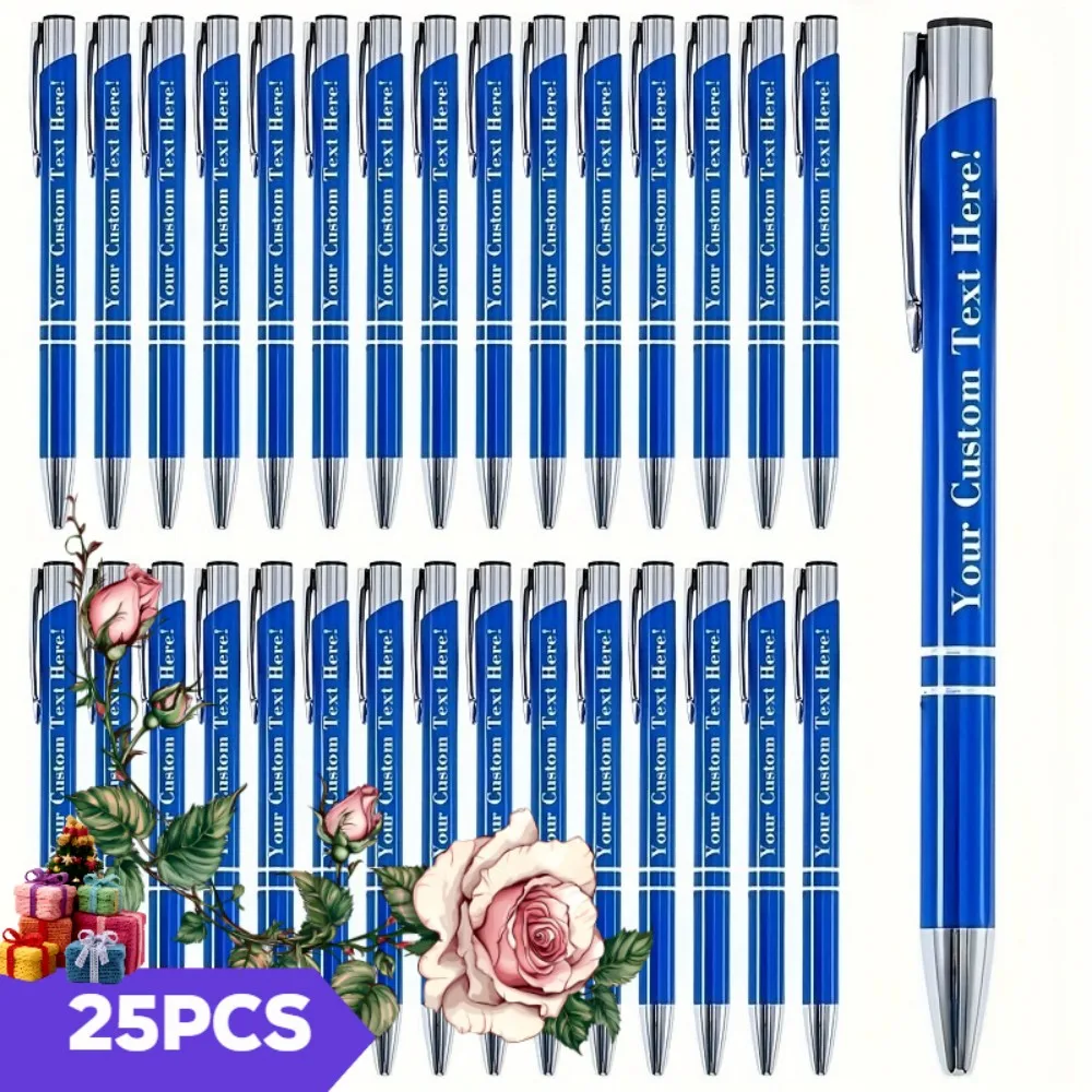 25 Personalized Metal Ballpoint Pen Set Customized Personalized Text Writing Tools Suitable for Schools And Offices Ideal Gifts