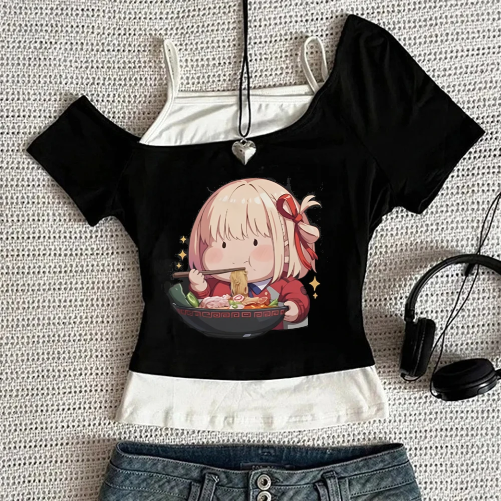 Lycoris Recoil crop top shoujo funny goth clearance sales meme anime top tees kawaii graphic clearance sales japan vintage