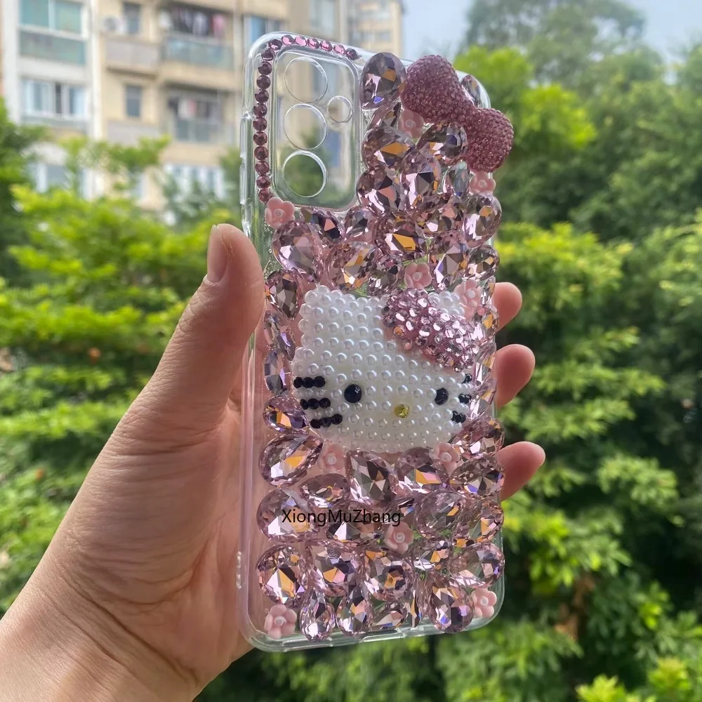 Sanrio Hello Kitty Strass Hülle für Samsung Galaxy M16 M15 M14 M55 M62 M35 M52 M53 M54 M33 M23 M56 M34 Diamant Handyhülle – Detail 3