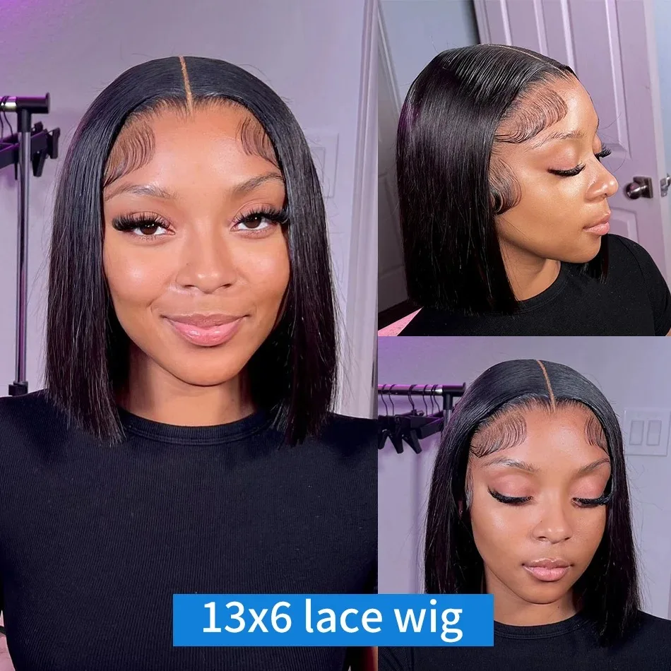 13x4 Human Hair Wigs Bob Straight Transparent Lace Front Wig 13x6 Lace Frontal Wig 100% Human Hair HD Lace Wigs For Women