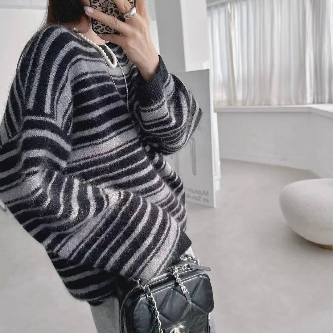 سترة نسائية أنيقة فضفاضة مستديرة للخريف والشتاء تصميم Sense Retro Faionable بطبعة الفهد، بلوزة مريحة تناسب الجميع #5