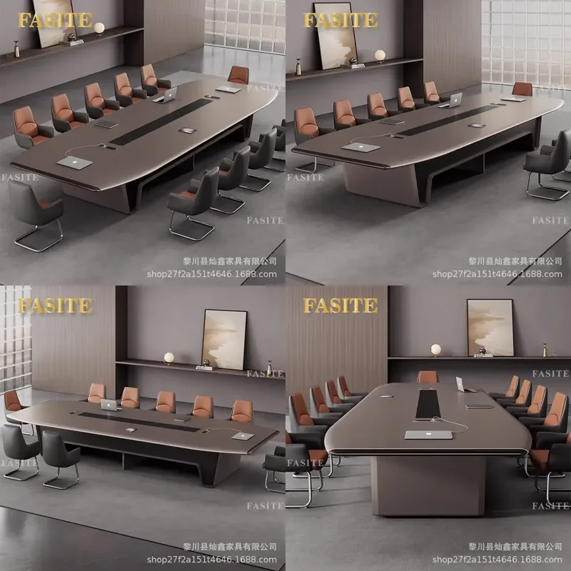 For 10 Person Large Paint Conference Table Light Luxury Long Desk Simple Modern Creative Negotiation Atmosphere Meeting Room