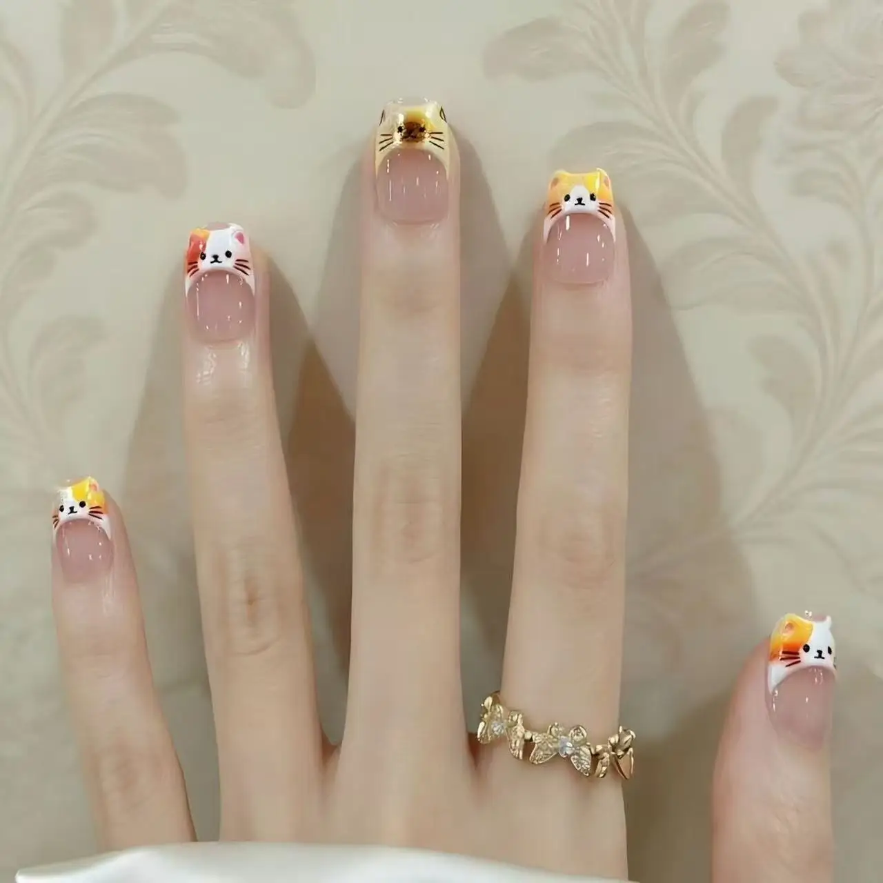 1 Stück/3 Stück INS Niedliche Katzen-Emoji Nagelaufkleber, Geprägte 3D DIY Französische Kätzchen-Fingerspitzen-Dekorationsaufkleber – Detail 6