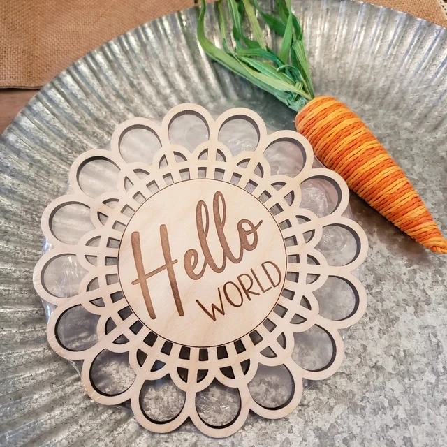 20x  wholesale wooden discs hello world baby announcement wood milestone signs