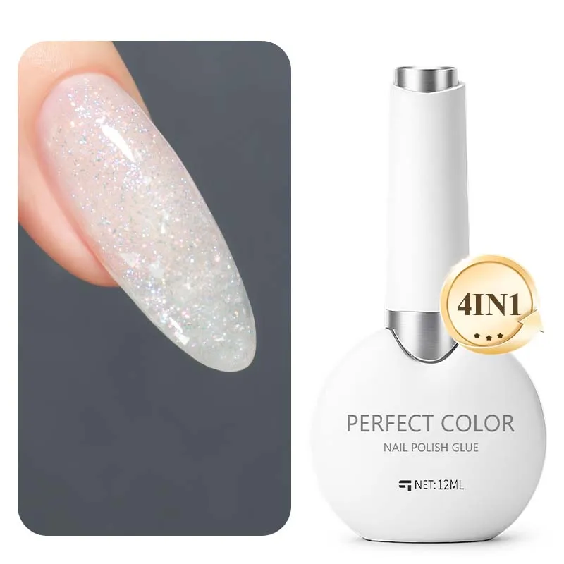 PERFECT COLOR Rubber Base Gel 12ml, 4 in 1 Nude Builder Base & Color Gel, Self Leveling Long Wear UV LED Cure