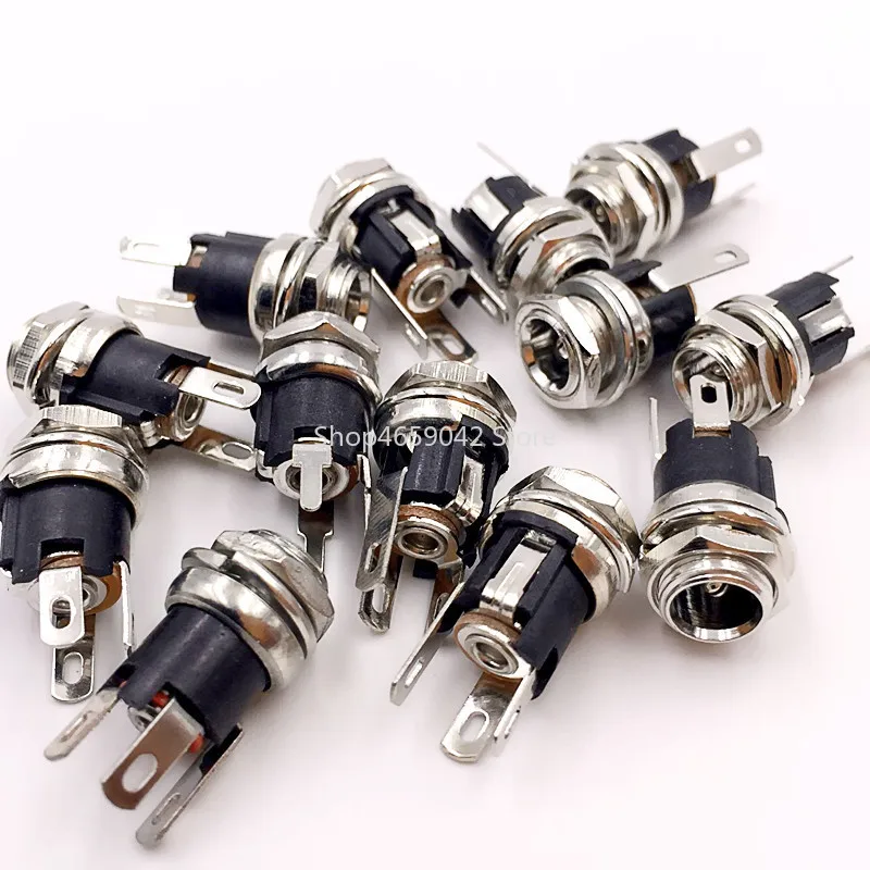 10PCS/Lot DC-025M DC025M Power DC Socket 5.5*2.1/2.5MM Jack Connector with Nut 5.5*2.1 / 5.5*2.5