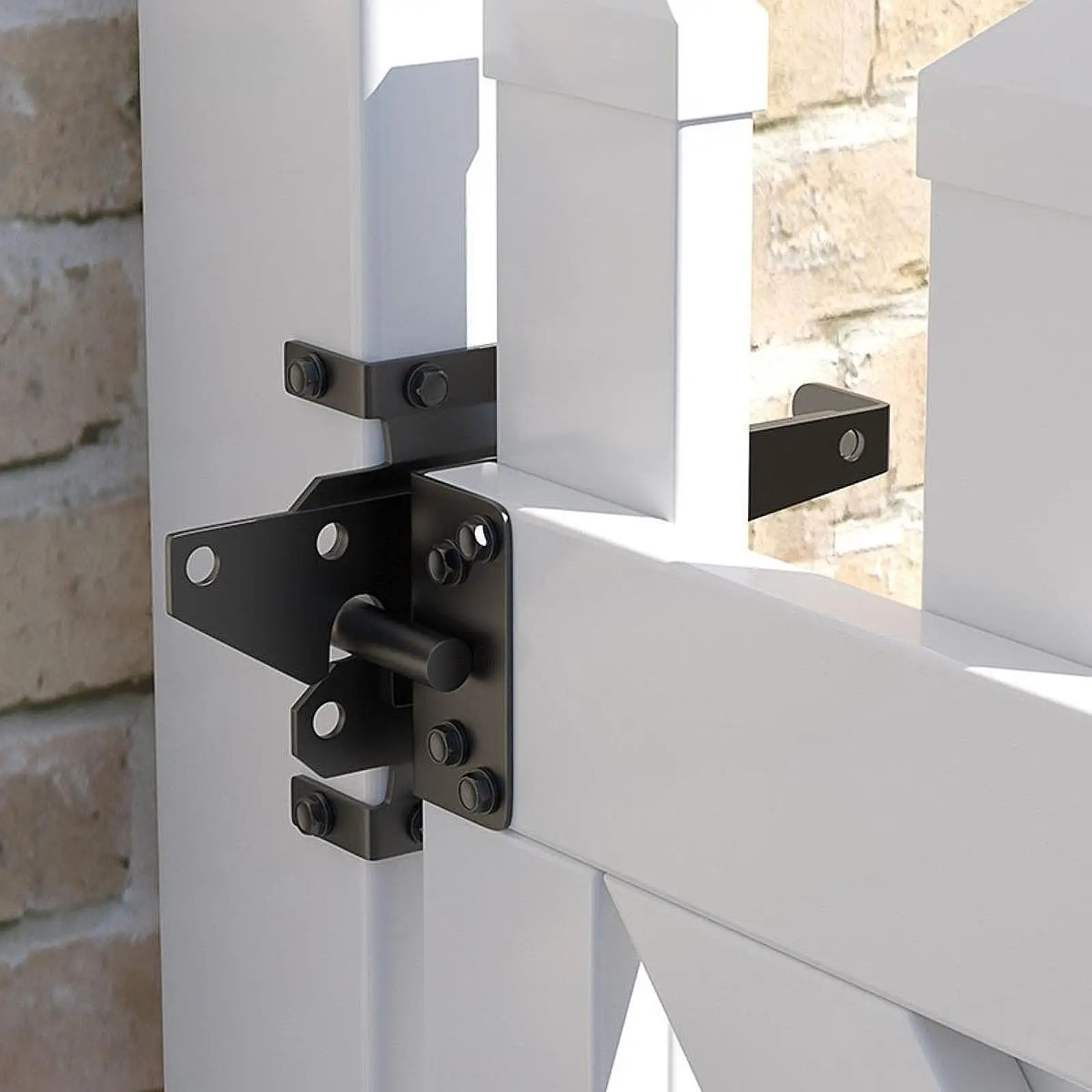 

Heavy Duty Self Locking Gate Latch Carbon Steel Post Mount Automatic Weight Lever for Garden Warehouse Backyard Outdoor Garage