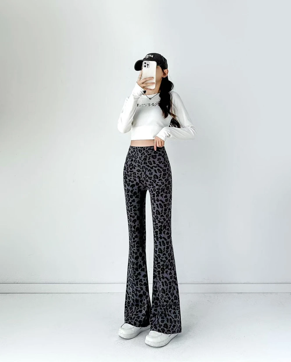 Retro Sexy Leopart Damenhose mit hoher Taille, Schlaghose, Yoga-Pilates-Leggings, Damen Y2K Ästhetische Hose, Bell Bottoms – Detail 17