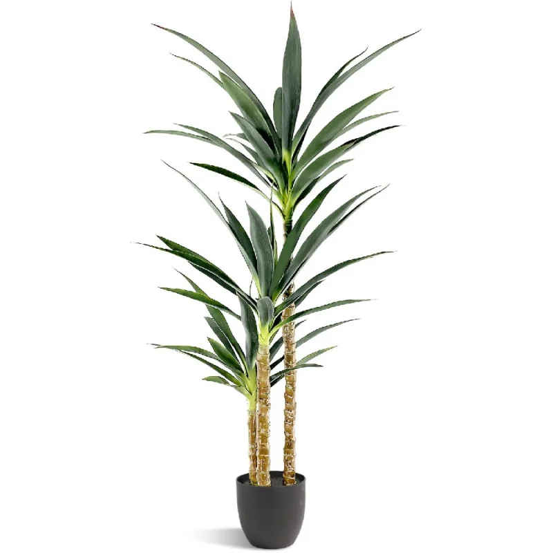 

Artificial Tree 4.7Ft Faux Agave Plant with 3 Heads in Plastic Pot Fake Tree for Home Decor Indoor or Outdoor Office